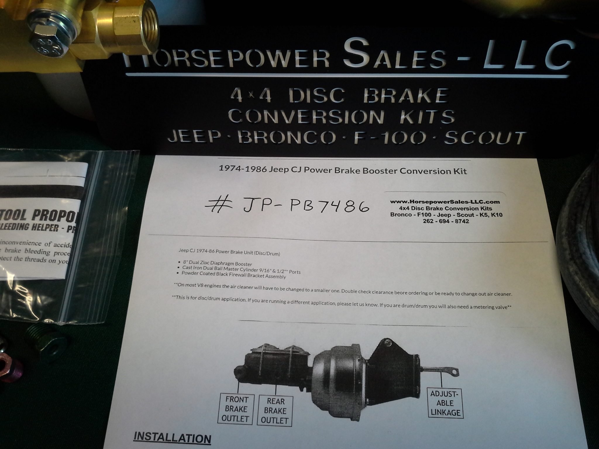 19741986 Jeep CJ5, CJ7 POWER BRAKE BOOSTER CONVERSION KIT w